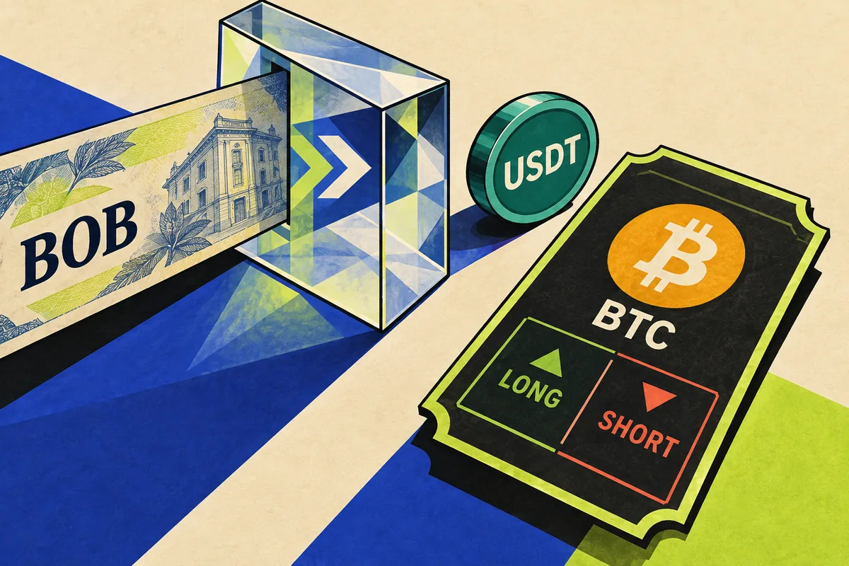 A BOB conversion quote precedes a separate USDT-backed BTC long or short ticket.