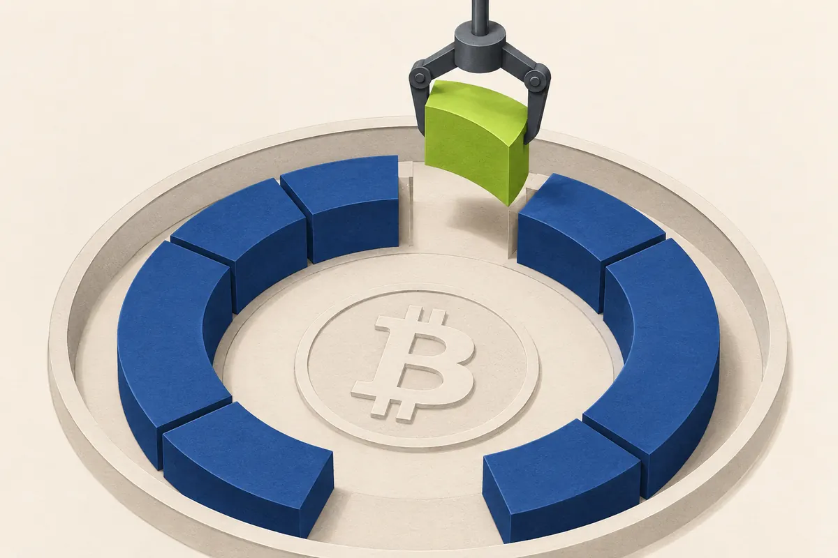 A profitable green position is lifted out of a Bitcoin market ring, leaving a gap after auto-deleveraging