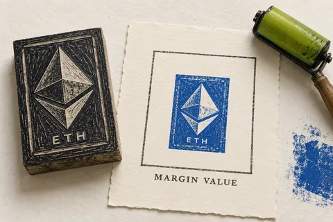 An intact Ethereum printing block leaves a smaller margin-value impression, illustrating a collateral haircut without losing tokens