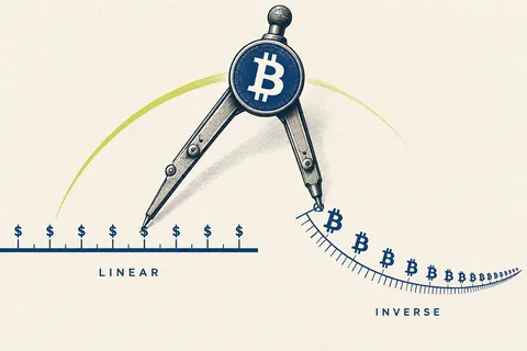Bitcoin measuring compass comparing a linear dollar scale with an inverse coin scale