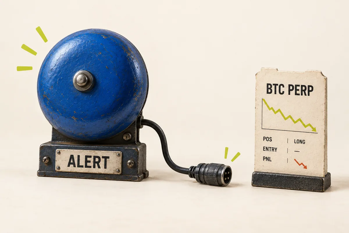 A margin-alert bell is separate from the BTC perpetual position it warns about
