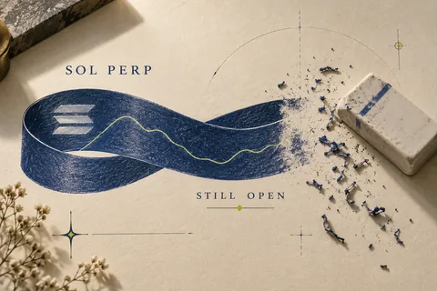 A partially erased SOL perpetual contract ribbon retains an open section after forced reduction
