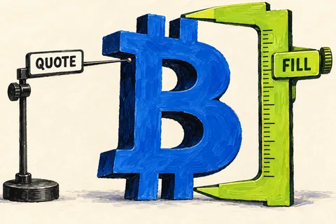 Bitcoin glyph measured by a quote pointer and a wider fill caliper