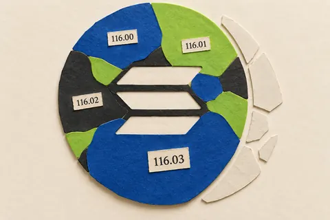 Unequal paper pieces with SOL futures price tags illustrate quantity-weighted prices